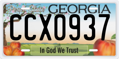 GA license plate CCX0937