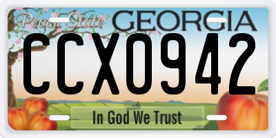 GA license plate CCX0942