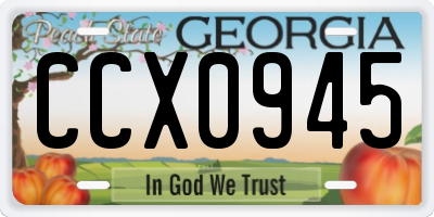 GA license plate CCX0945