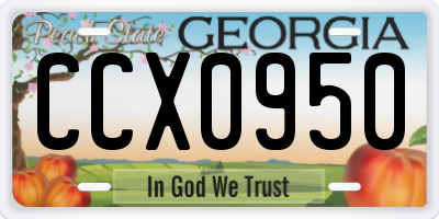GA license plate CCX0950