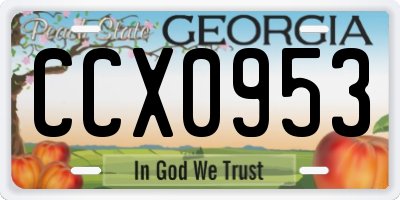 GA license plate CCX0953