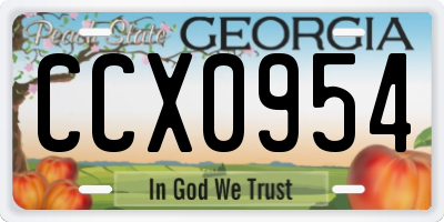 GA license plate CCX0954