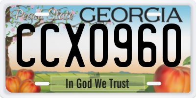 GA license plate CCX0960