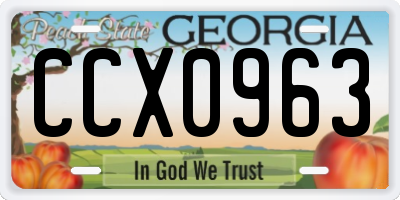 GA license plate CCX0963