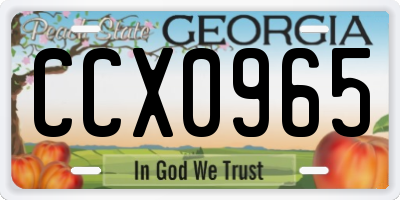 GA license plate CCX0965