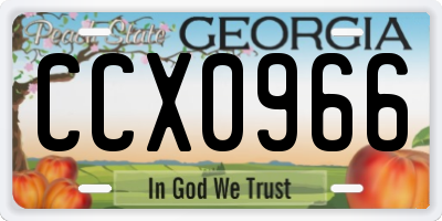 GA license plate CCX0966