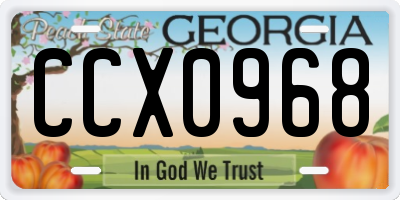 GA license plate CCX0968