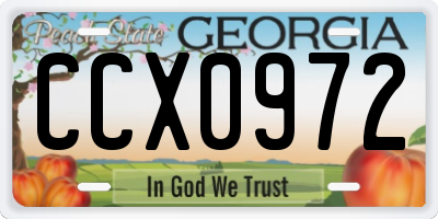 GA license plate CCX0972