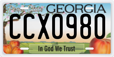 GA license plate CCX0980