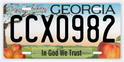 GA license plate CCX0982