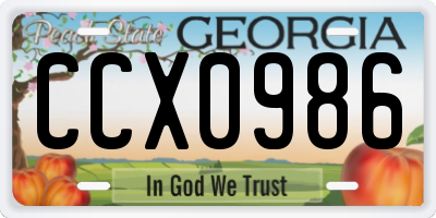GA license plate CCX0986