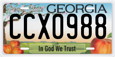 GA license plate CCX0988