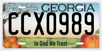 GA license plate CCX0989