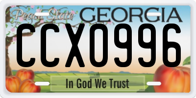 GA license plate CCX0996