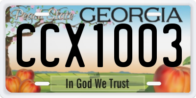 GA license plate CCX1003