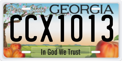 GA license plate CCX1013