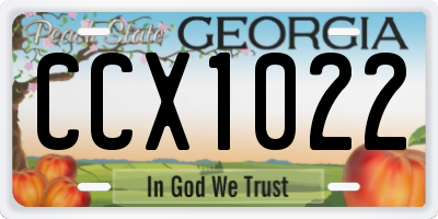 GA license plate CCX1022