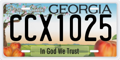 GA license plate CCX1025
