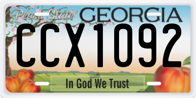 GA license plate CCX1092