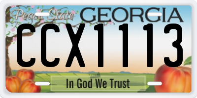 GA license plate CCX1113