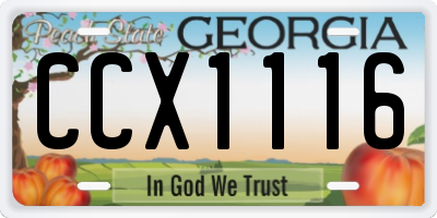 GA license plate CCX1116