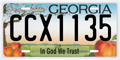 GA license plate CCX1135