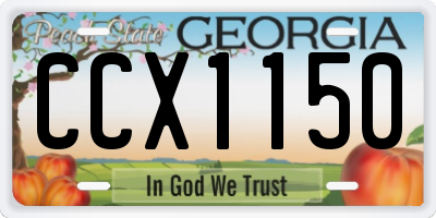 GA license plate CCX1150