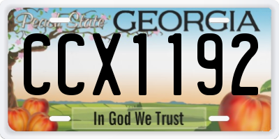 GA license plate CCX1192