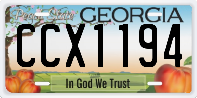 GA license plate CCX1194
