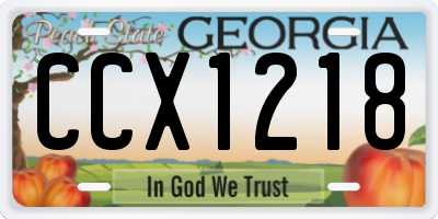 GA license plate CCX1218