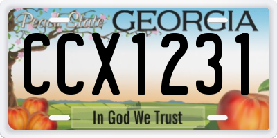 GA license plate CCX1231