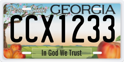 GA license plate CCX1233