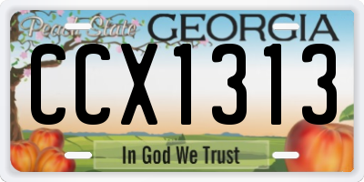 GA license plate CCX1313