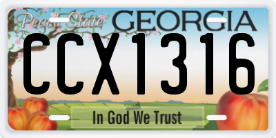 GA license plate CCX1316
