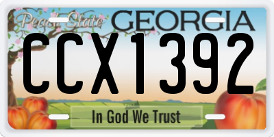 GA license plate CCX1392