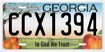 GA license plate CCX1394