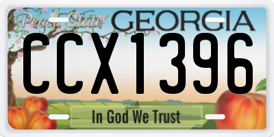 GA license plate CCX1396