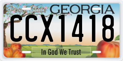 GA license plate CCX1418