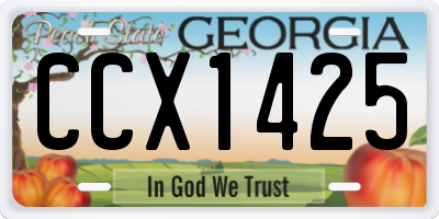 GA license plate CCX1425
