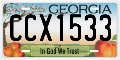 GA license plate CCX1533