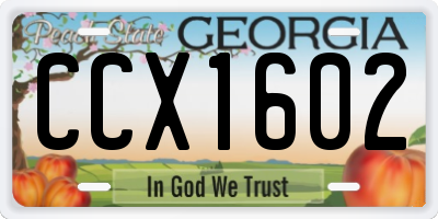 GA license plate CCX1602
