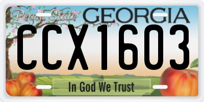 GA license plate CCX1603