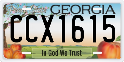 GA license plate CCX1615