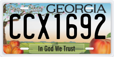 GA license plate CCX1692