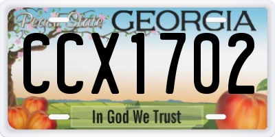 GA license plate CCX1702