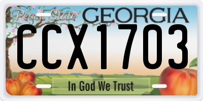 GA license plate CCX1703