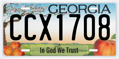 GA license plate CCX1708