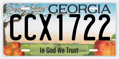 GA license plate CCX1722