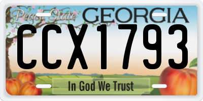 GA license plate CCX1793