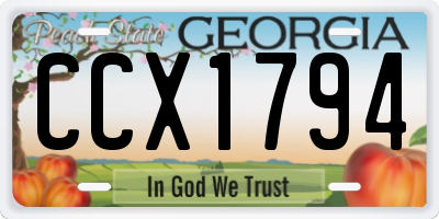 GA license plate CCX1794
